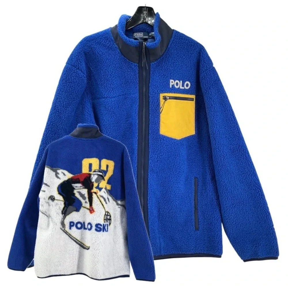 Polo Ralph Lauren Holi Sun Valley Fleece Jacket Mens XXL Blue Ski Graphic New